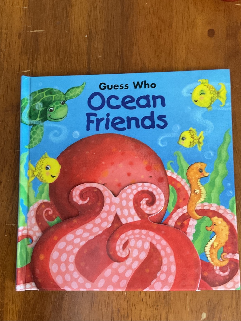 Apple Ocean Friends - Red Octopus with Blue Background